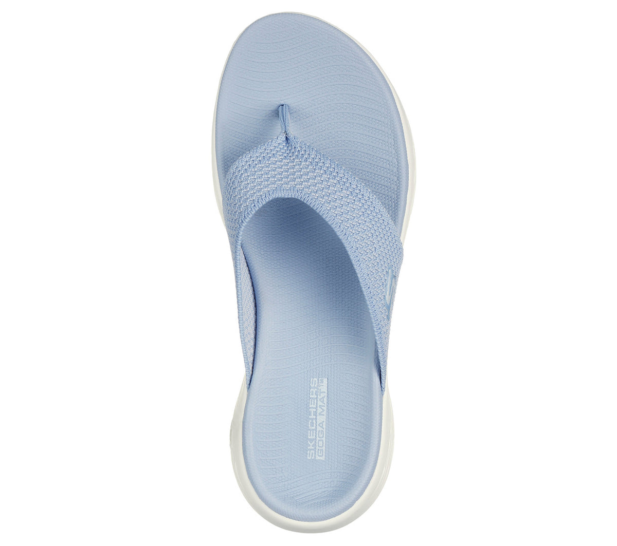 FRG Skechers On-the-GO 600 Flourish periwinkle sandal showing the white textured traction outsole