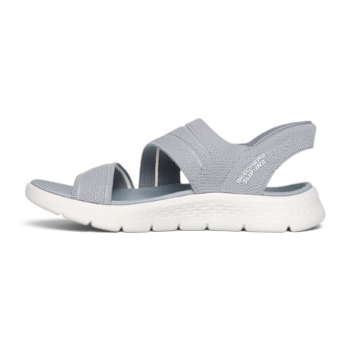 FRG Skechers Slip-ins Go Walk Flex Enticing sandal in light grey with a white cushioned sole and strap design