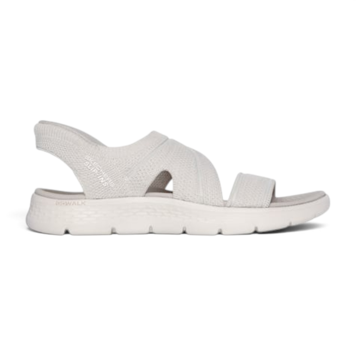 FRG SLIP-INS GO WALK FLEX ENTICING sandal in light beige with a comfortable cushioned sole and breathable knit straps.