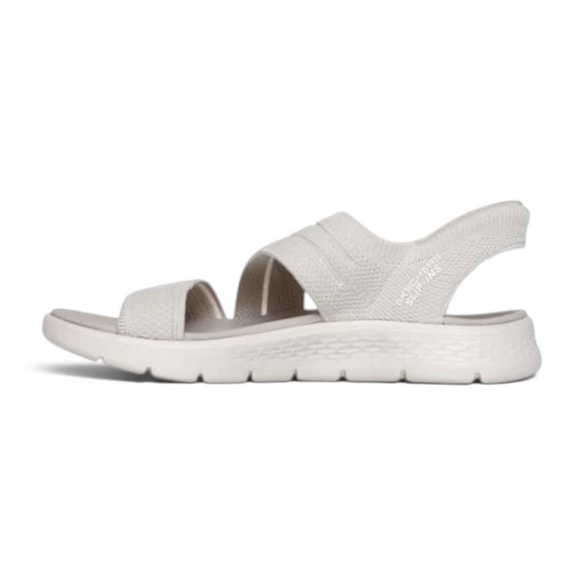 FRG Skechers Slip-ins Go Walk Flex Enticing sandal in light grey with a comfortable knit strap and cushioned sole.