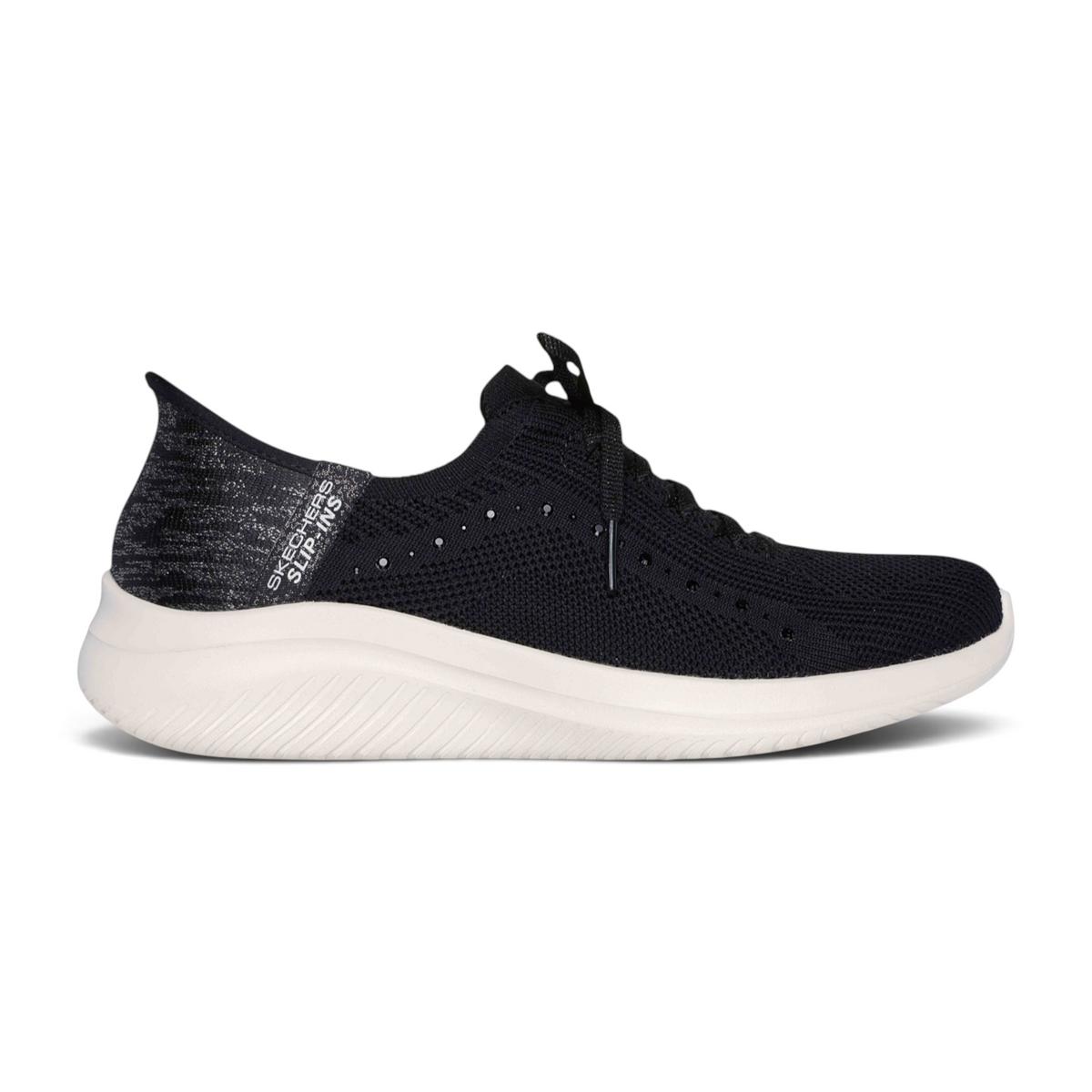 FRG ULTRA FLEX 3.0 SUMMER STRIPE black slip-on sneaker with a white cushioned sole and knit upper