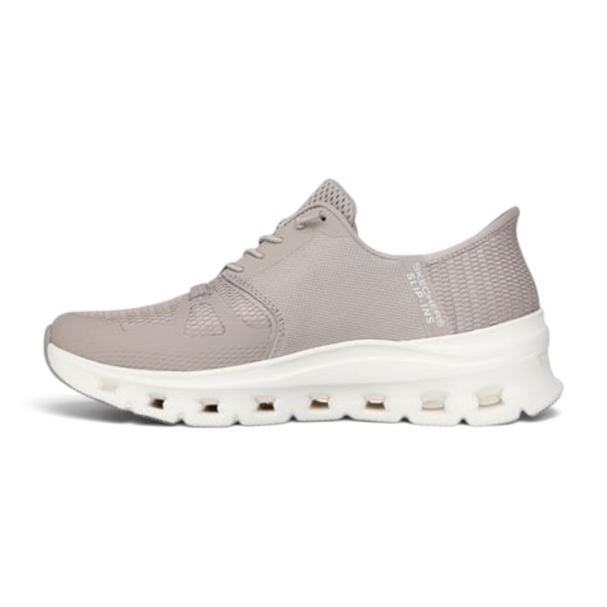 FRG GLIDE-STEP PRO taupe slip-in sneakers with breathable mesh upper and thick white cushioned sole