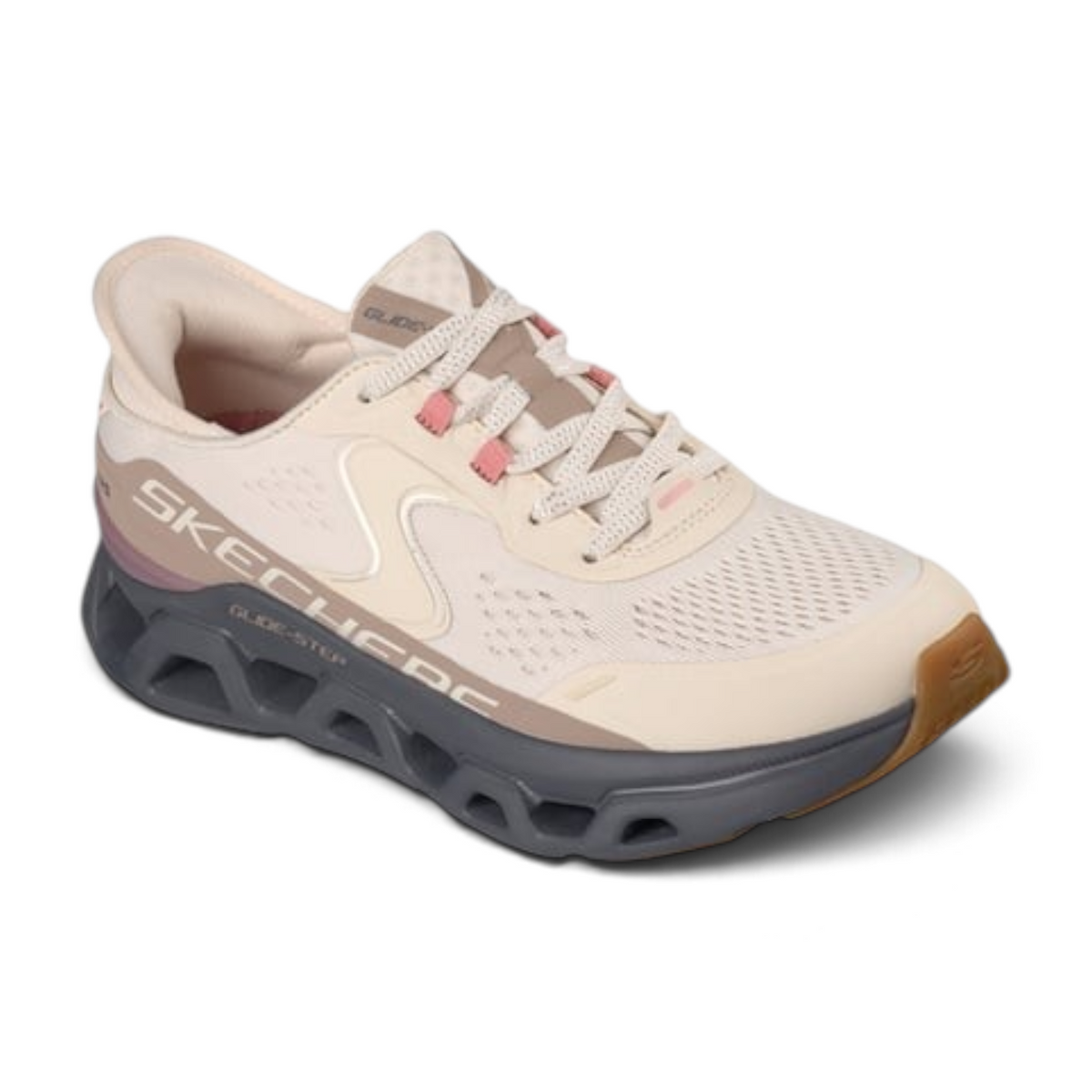 FRG GLIDE-STEP ALTUS women's beige and grey athletic sneaker with mesh upper and cushioned geometric midsole