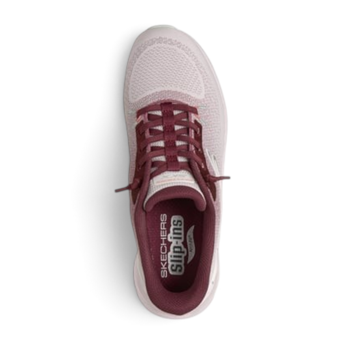 FRG ARCH FIT GLIDE-STEP PRO light pink and burgundy slip-in athletic sneaker with breathable mesh upper
