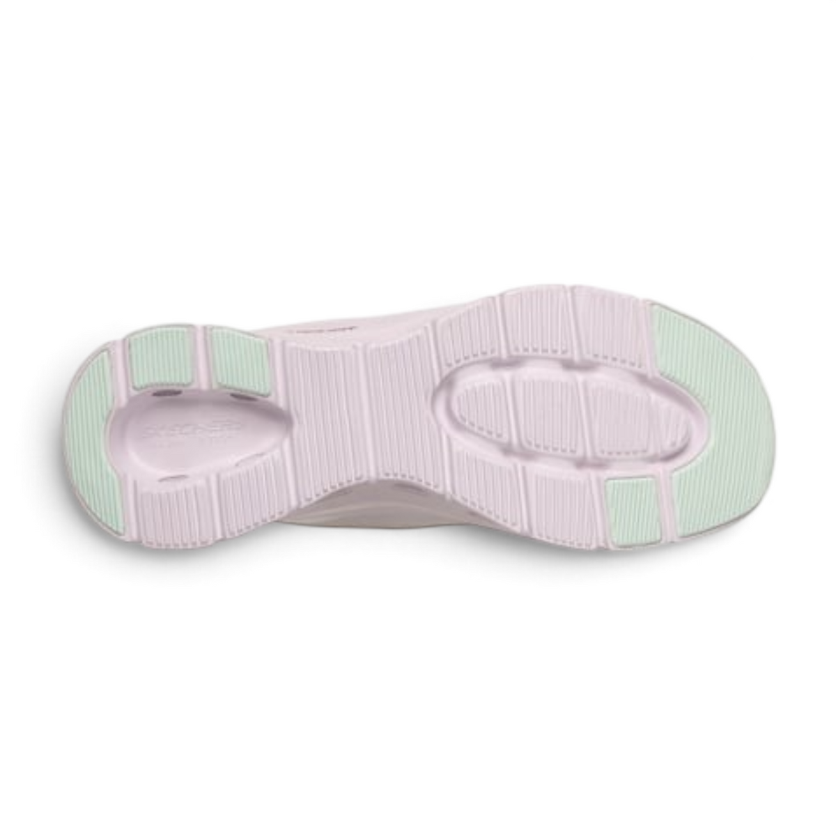FRG Arch Fit Glide-Step Pro sneaker showing the light pink and mint green textured rubber outsole