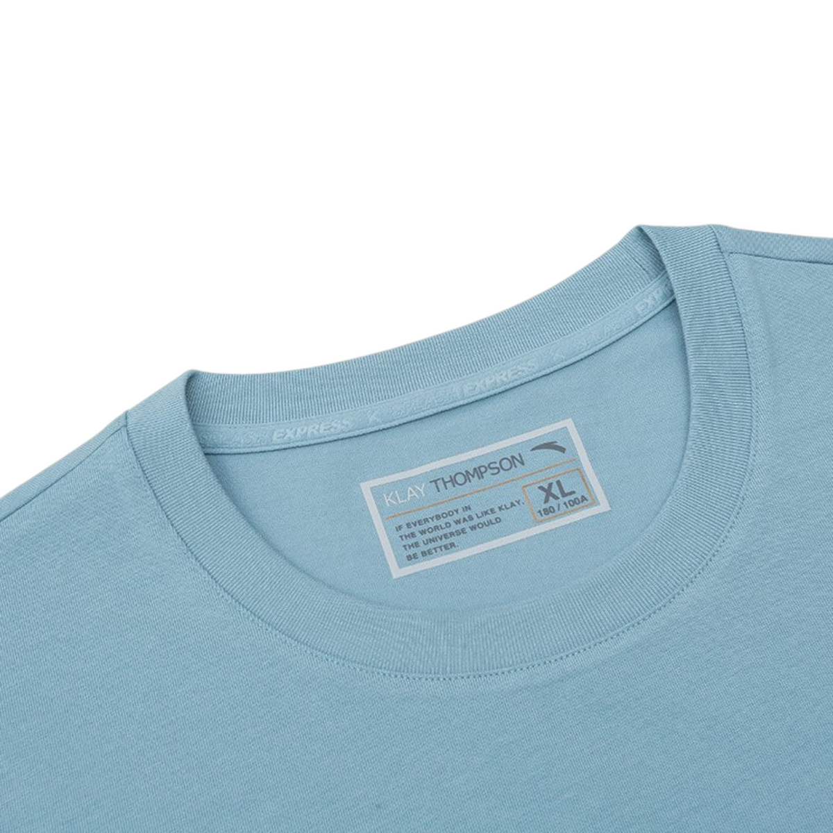 FRG ANTA blue basketball t-shirt with Klay Thompson signature inner neck label and crew neckline