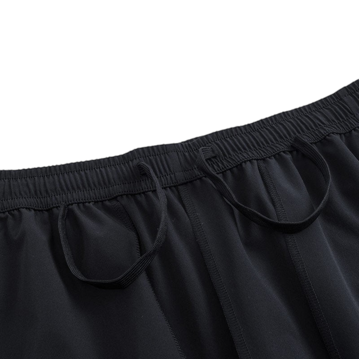 FRG ANTA Splash Express black athletic shorts featuring an elastic waistband with adjustable drawstrings