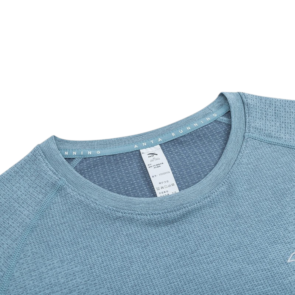 FRG ANTA heather blue running short sleeve t-shirt with breathable moisture-wicking fabric and crew neck detail