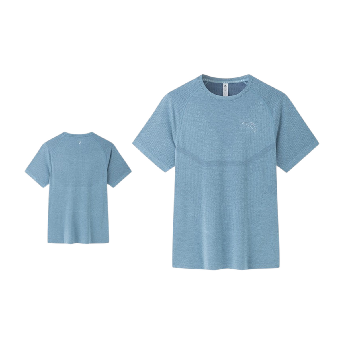 FRG ANTA heather blue short sleeve running t-shirt with breathable moisture-wicking fabric and crew neck design
