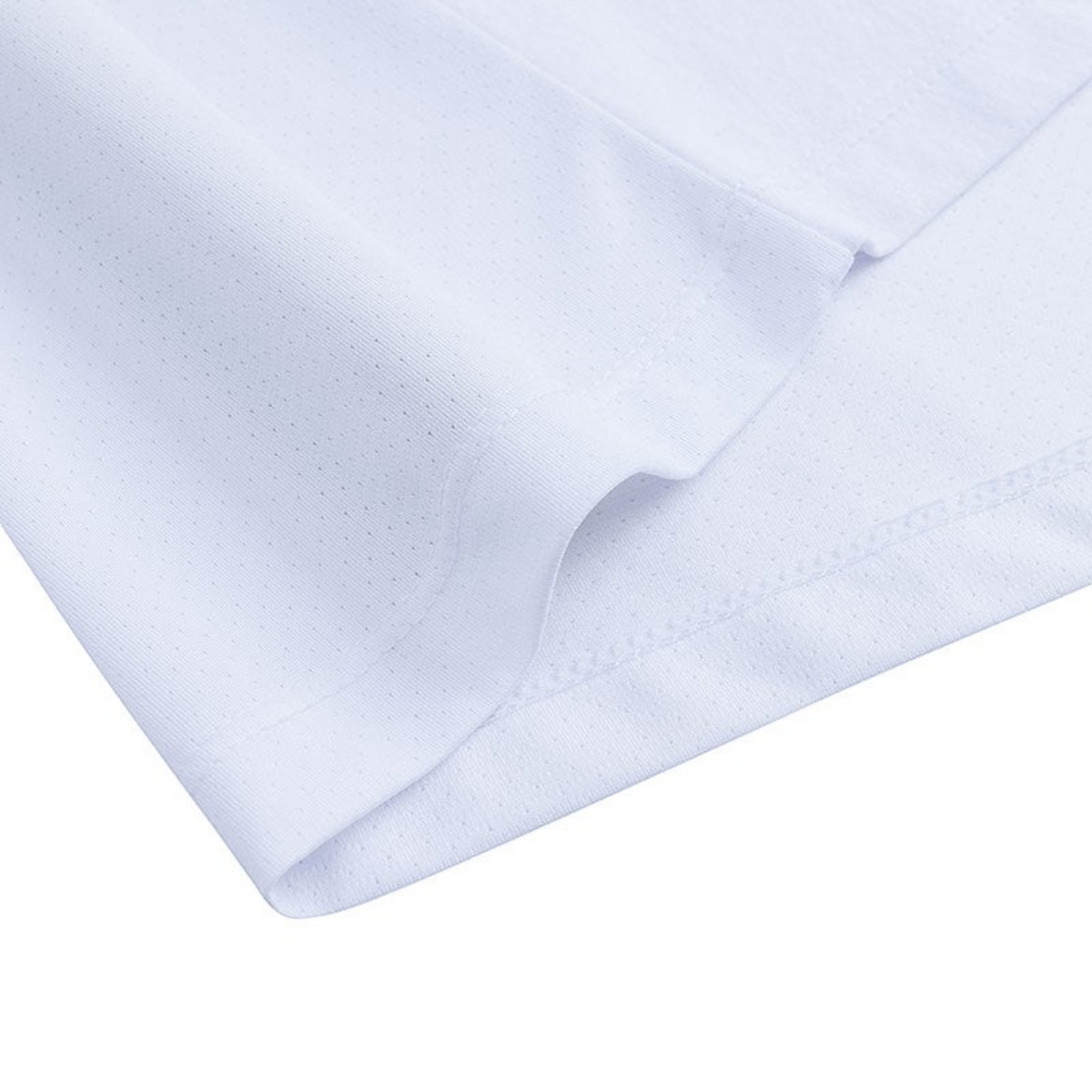 FRG ANTA white performance training t-shirt fabric detail showing breathable polyester mesh texture