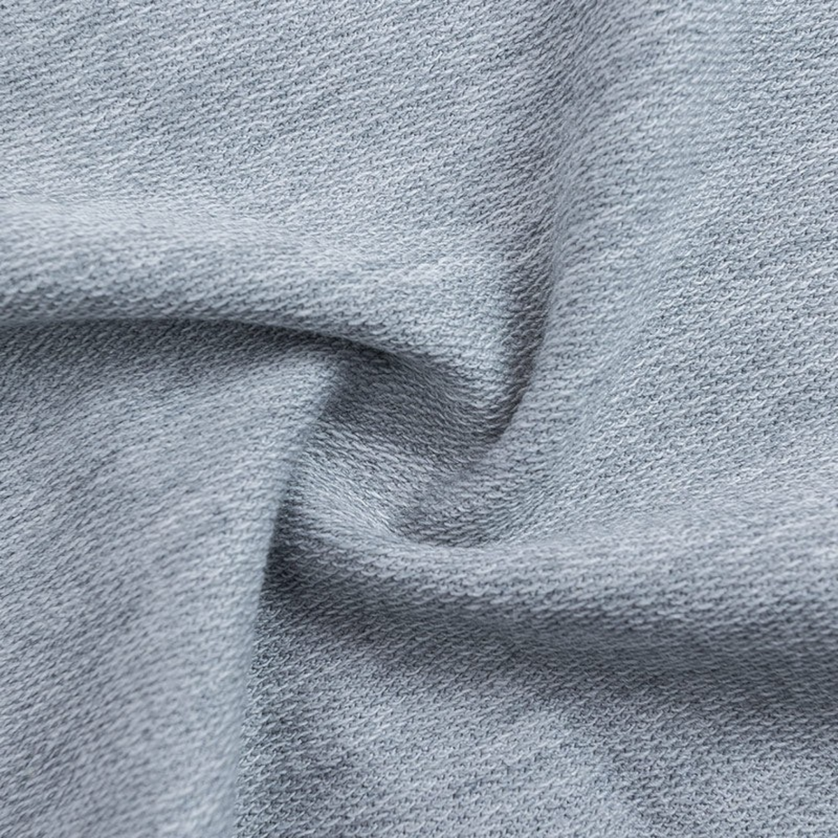 FRG ANTA knit half pants fabric in heather grey cotton polyester blend showing soft textured knit detail