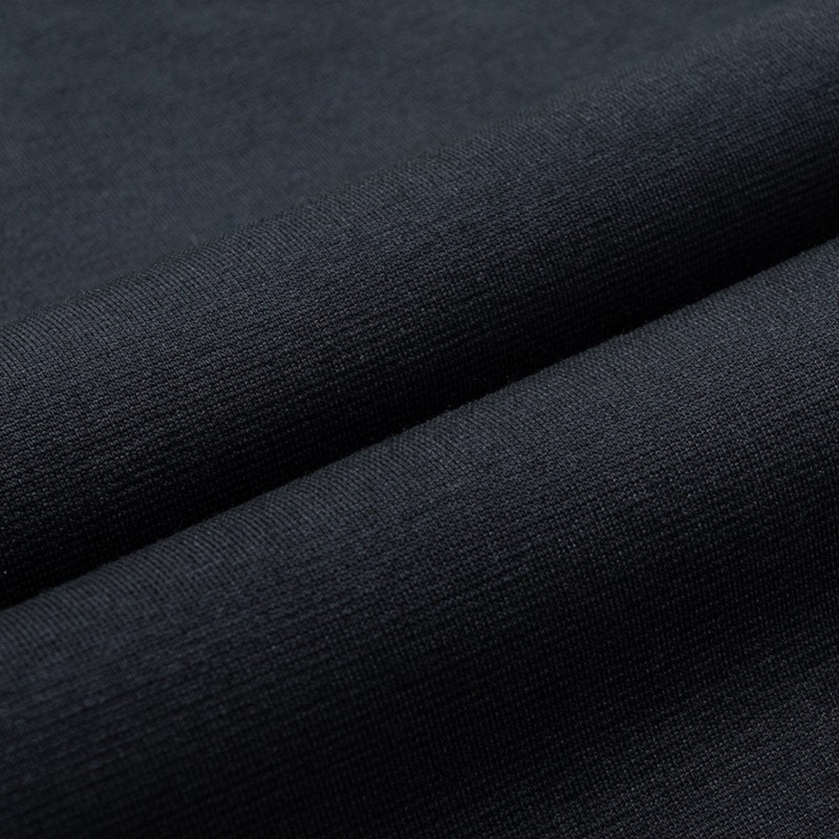 FRG ANTA Sorona black knit fabric texture showing soft cotton and polyester blend material detail