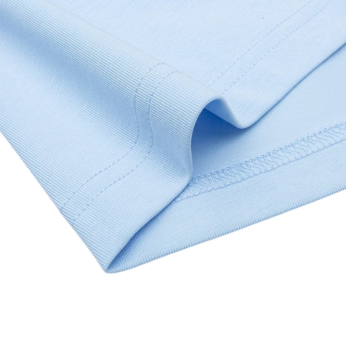 FRG ANTA A-Antiseptic EcoCozy light blue short sleeve t-shirt fabric detail showing soft cotton blend texture