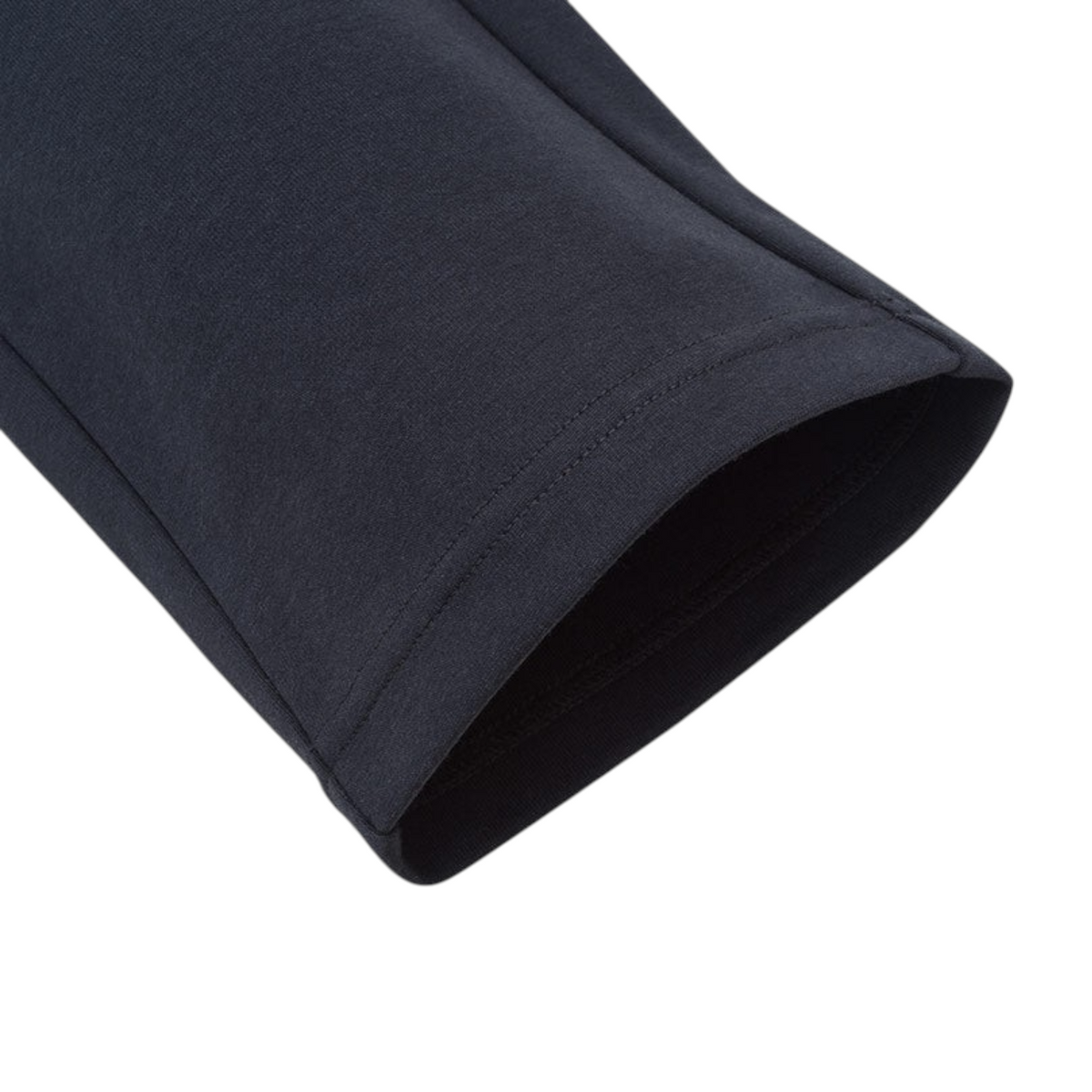 FRG ANTA black knit track pants featuring a soft polyester cotton blend fabric and a clean hemmed cuff detail