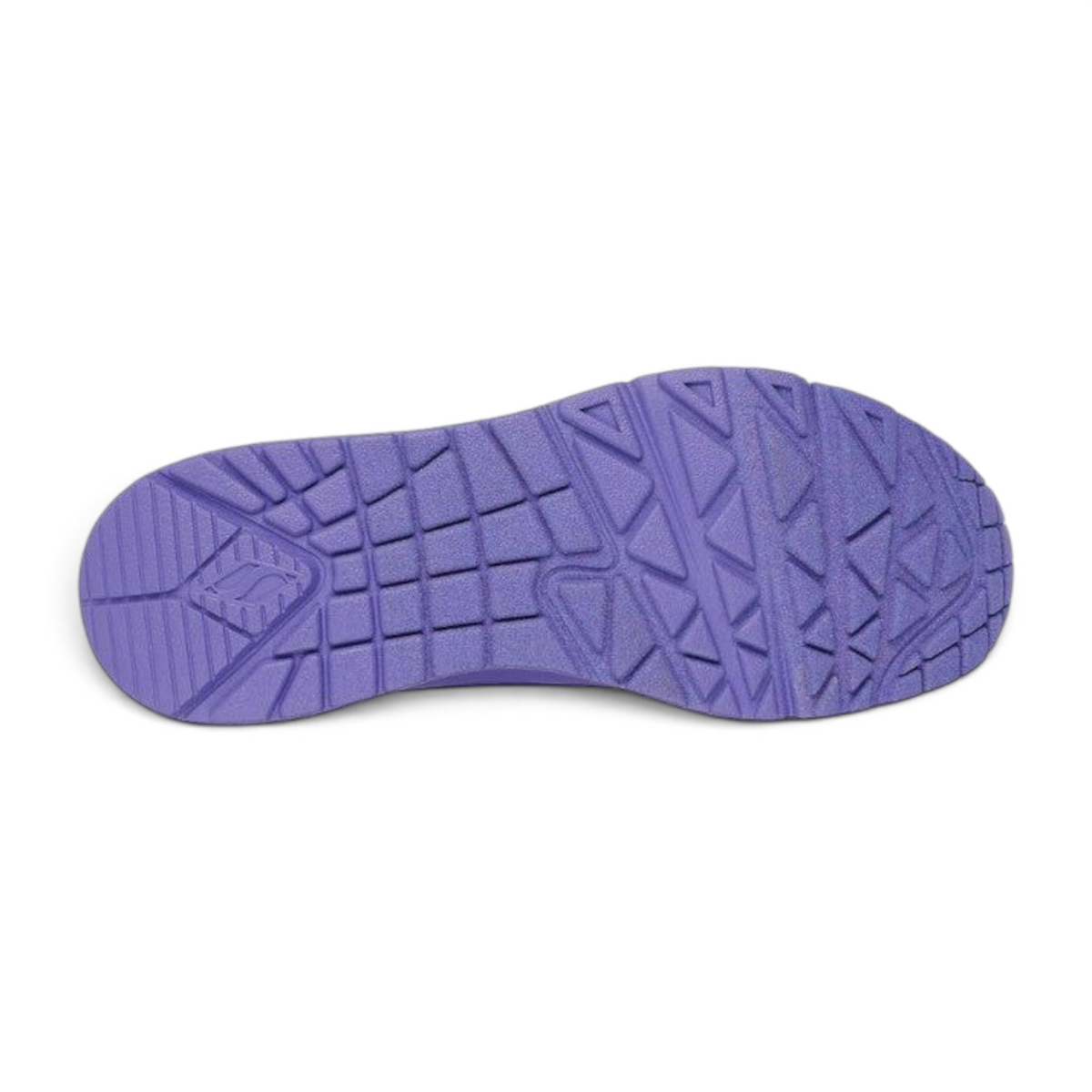 FRG Skechers Street Uno Spread the Love sneaker purple rubber outsole with textured grid traction pattern