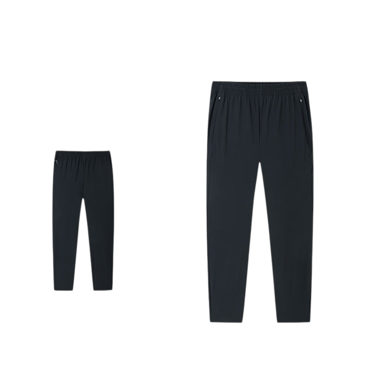 FRG ANTA A-Chill Touch II black running knit ankle pants showing front and back views for athletic training