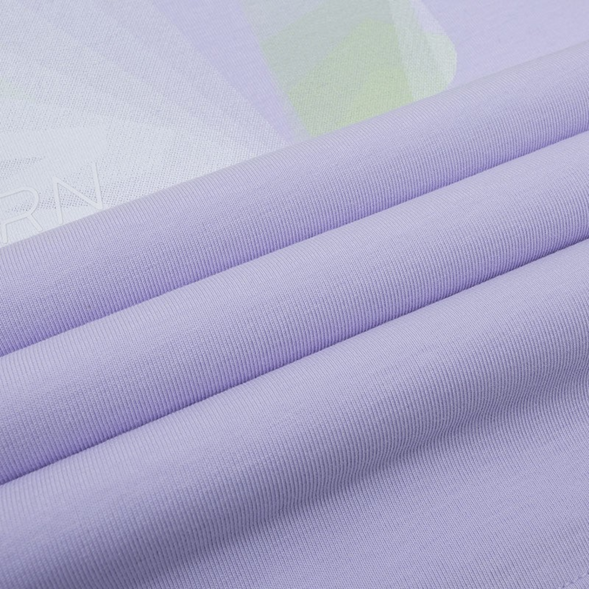 FRG ANTA A-Antiseptic EcoCozy purple short sleeve t-shirt fabric close-up showing soft cotton blend texture