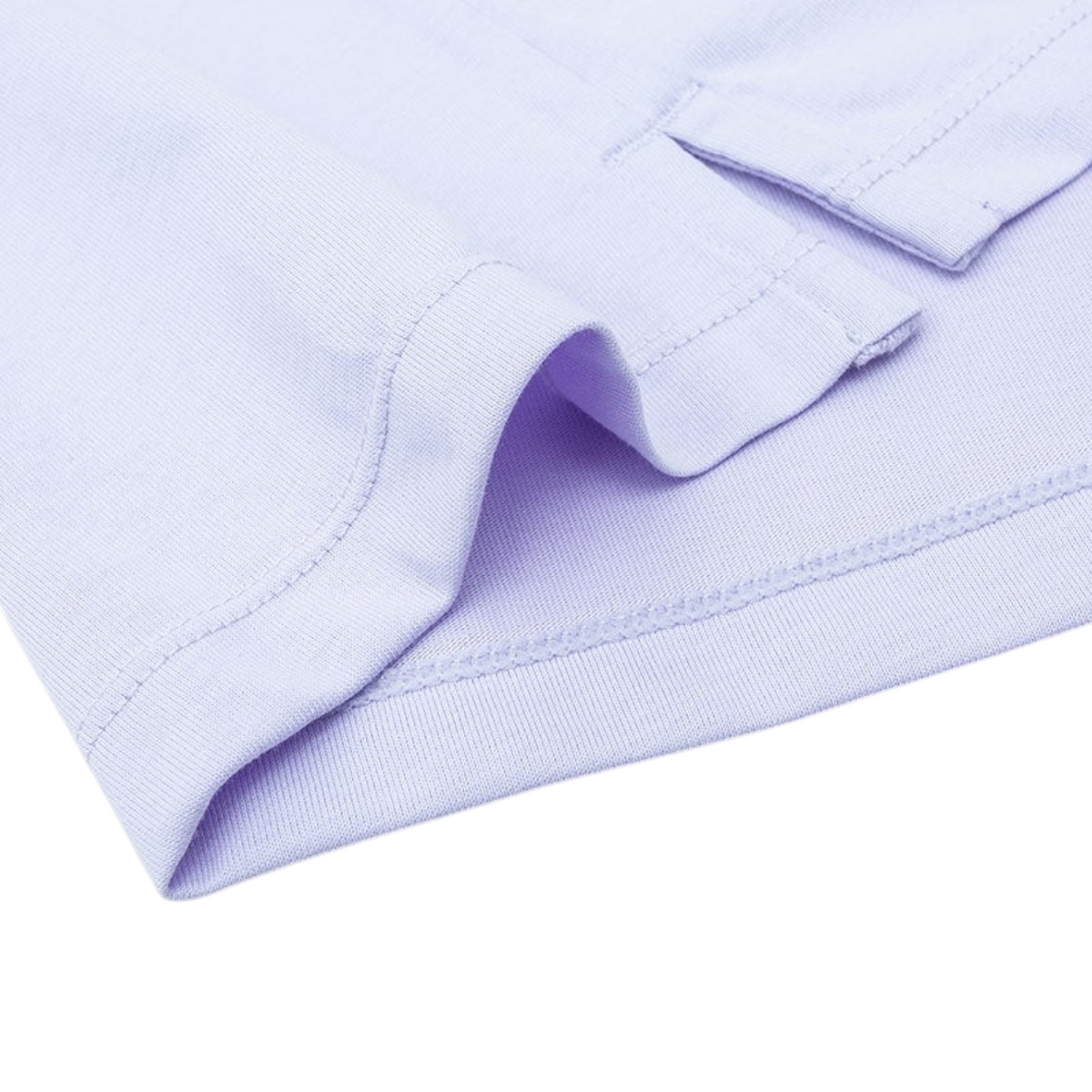 FRG ANTA purple cross training t-shirt fabric detail showing soft cotton-polyester blend and hem stitching