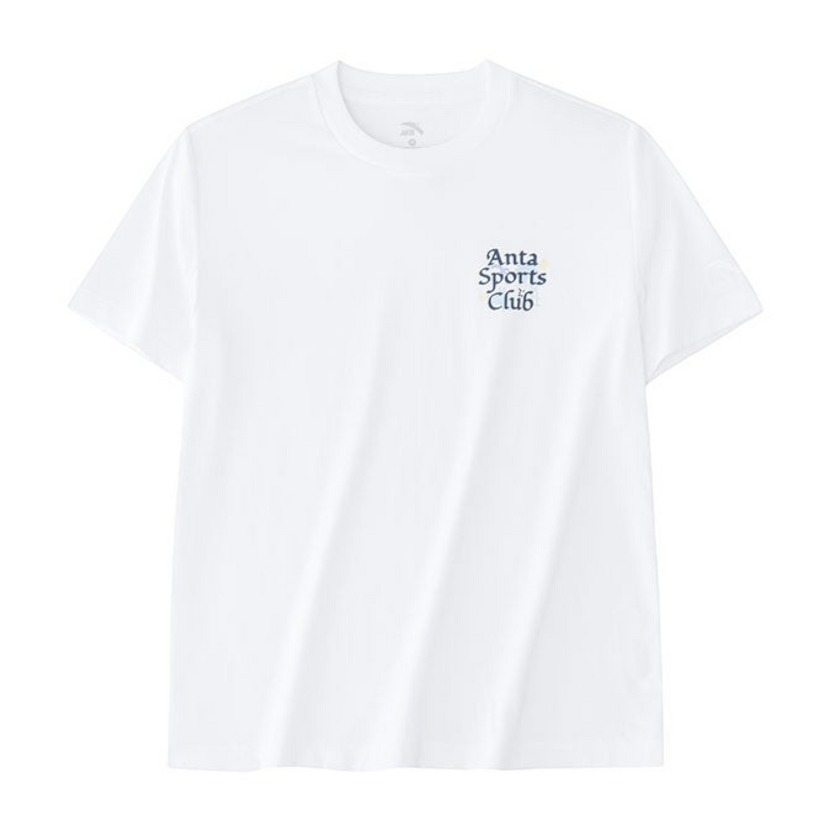 FRG white short sleeve t-shirt featuring Anta Sports Club graphic on the chest