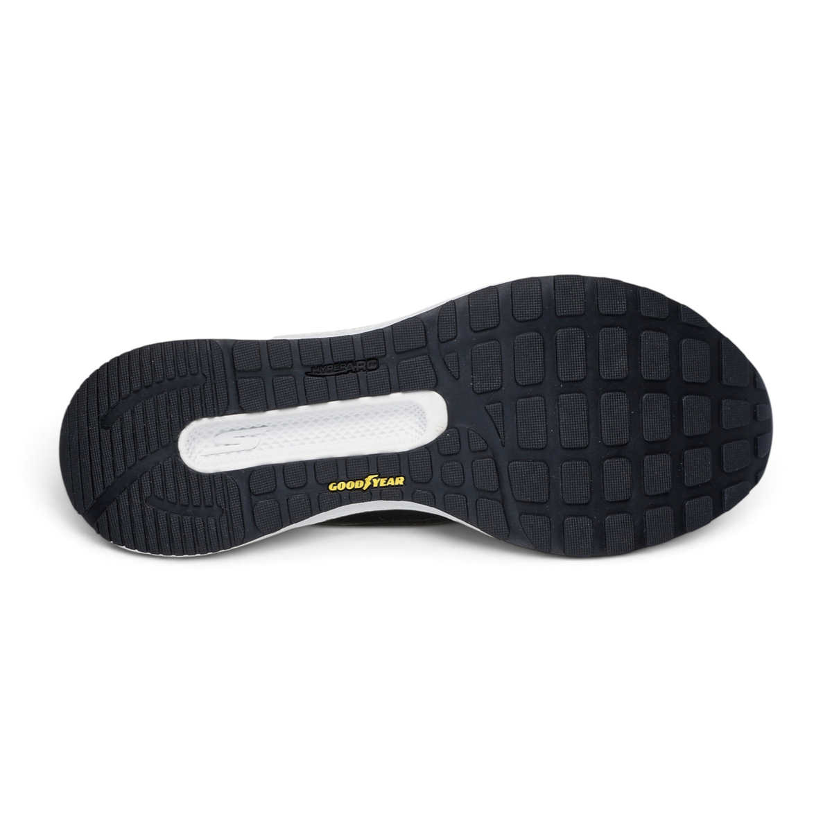 FRG Skechers GO RUN Persistence 2 running shoe showing the black Goodyear Performance rubber outsole tread pattern