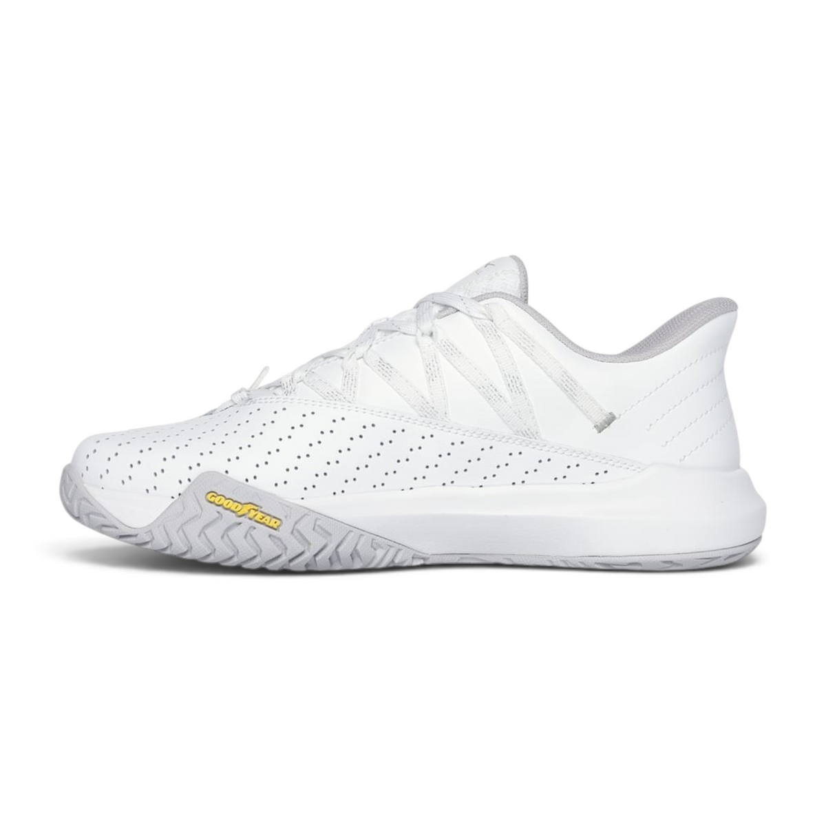 FRG SKECHERS VIPER COURT RALLY white pickleball shoe with Goodyear performance outsole and perforated side detail