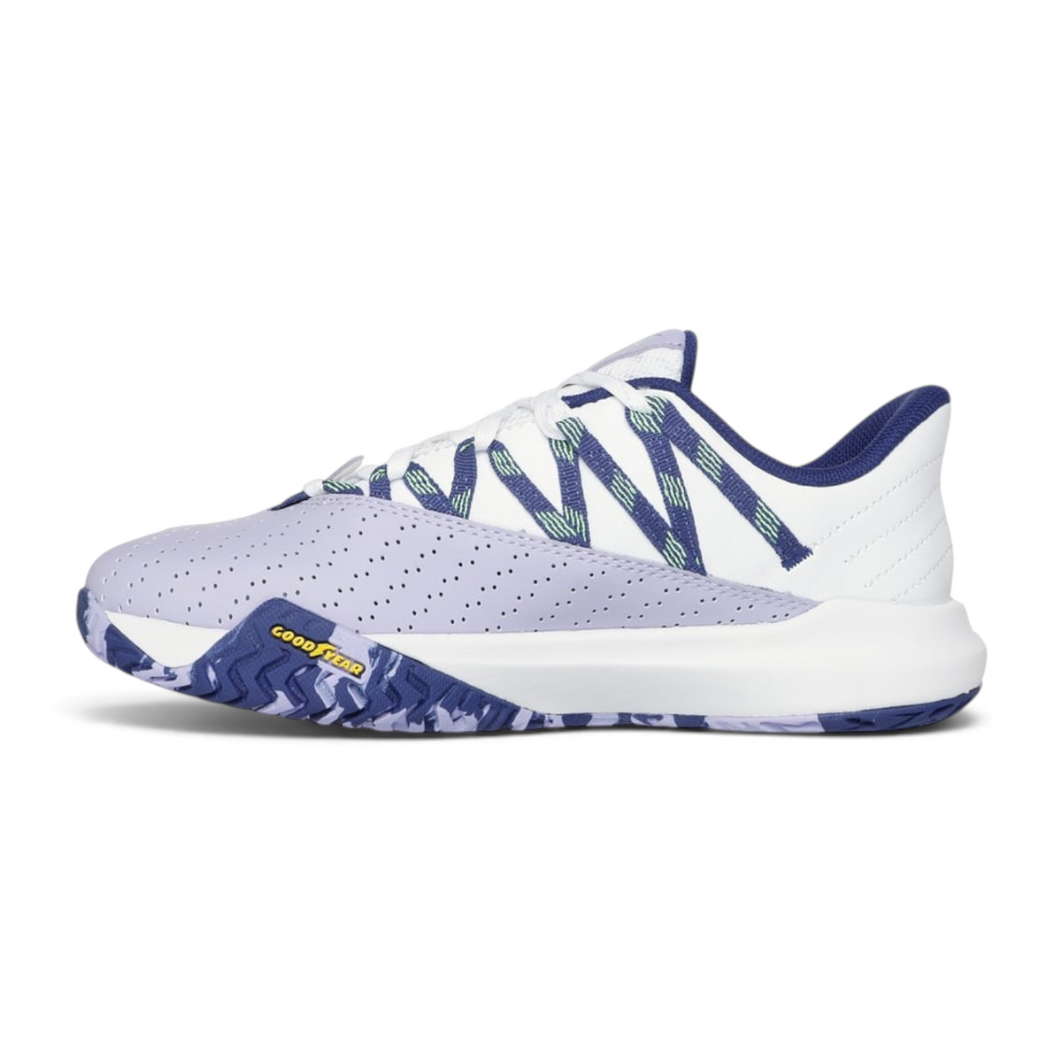 FRG Skechers VIPER COURT RALLY sneakers in white and purple with a Goodyear rubber outsole for court performance.