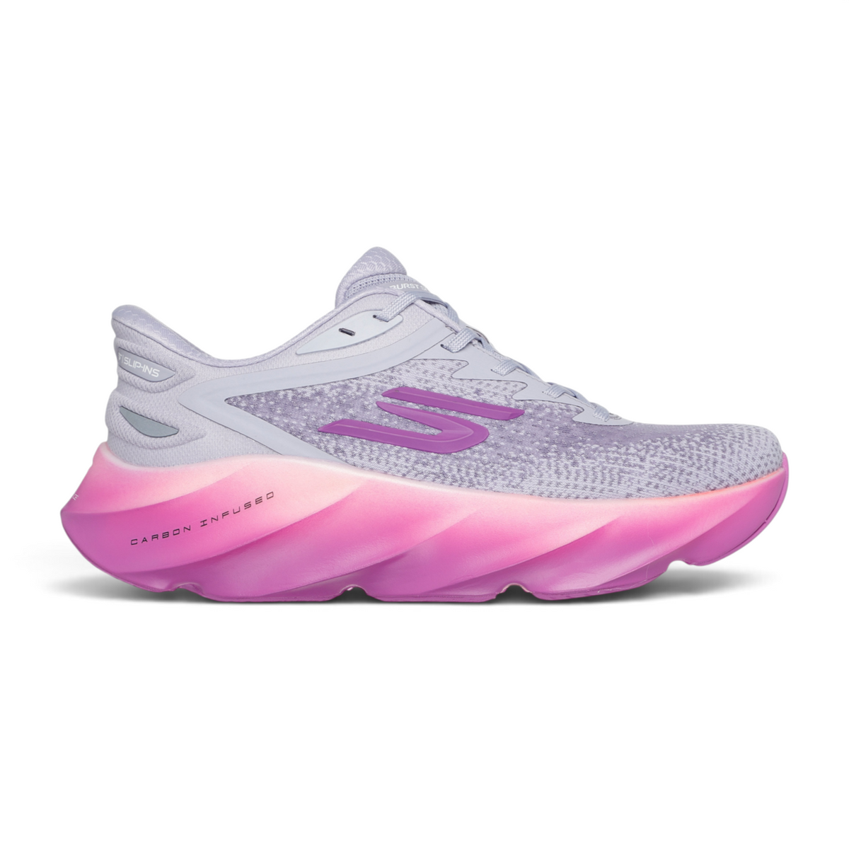 FRG Skechers Aero Wave Burst running shoe in light purple mesh with a vibrant pink gradient Hyper Burst midsole.