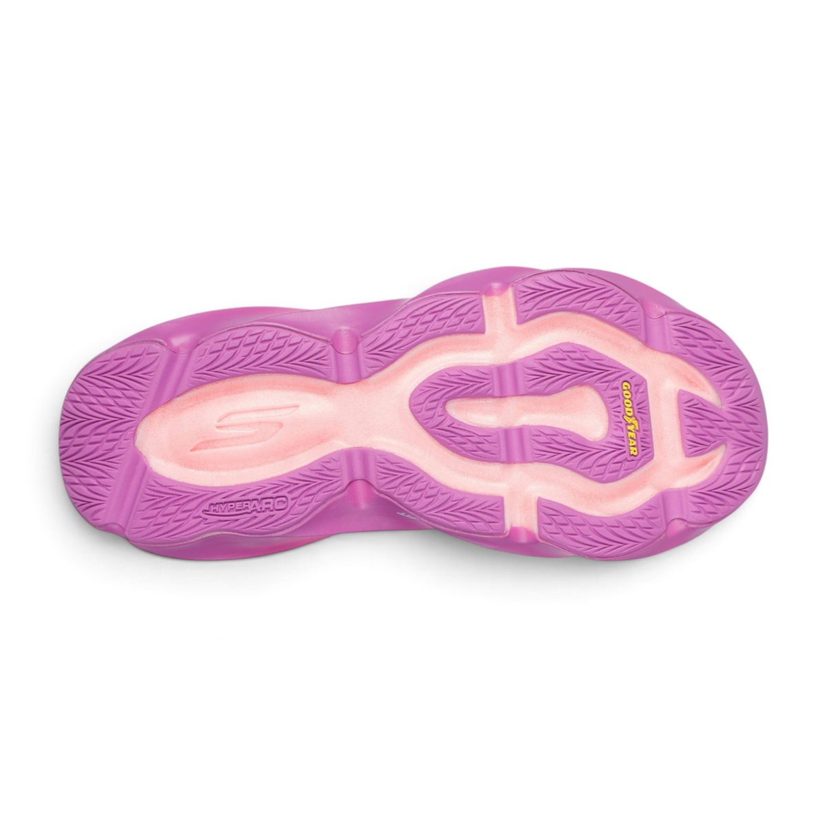 FRG SKX Aero Wave Burst running shoe pink Goodyear Performance outsole with Hyper Arc technology bottom view