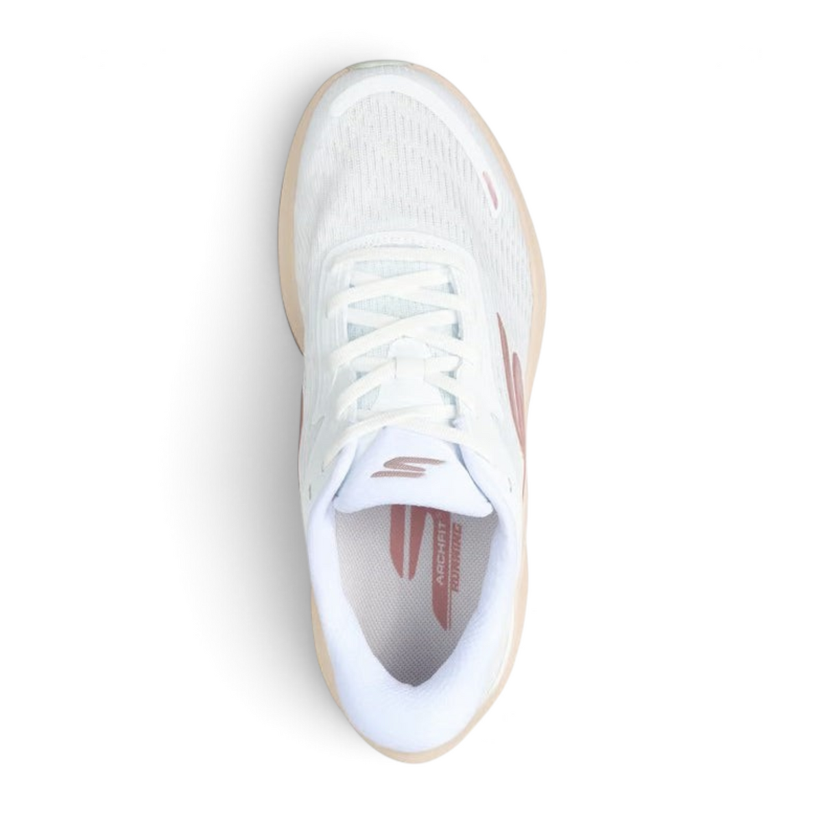 FRG Skechers Slip-ins Aero Pulse running shoe in white and rose silver with breathable mesh and Arch Fit insole.