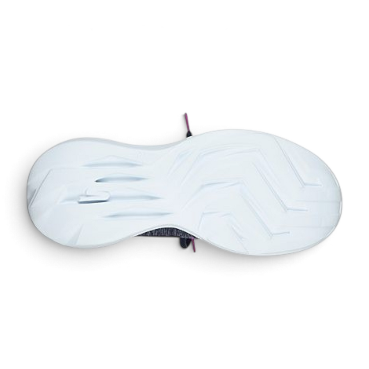 FRG Skechers GO RUN FAST athletic trainer showing the white responsive 5GEN cushioned outsole from a bottom view