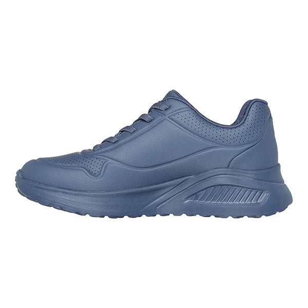 FRG Skechers Uno Lite dark blue fashion sneaker with synthetic duraleather upper and platform wedge cushioned midsole