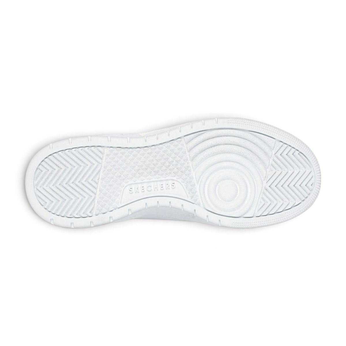 FRG Skechers Uno Court sneaker white rubber outsole with textured grip pattern and embossed logo