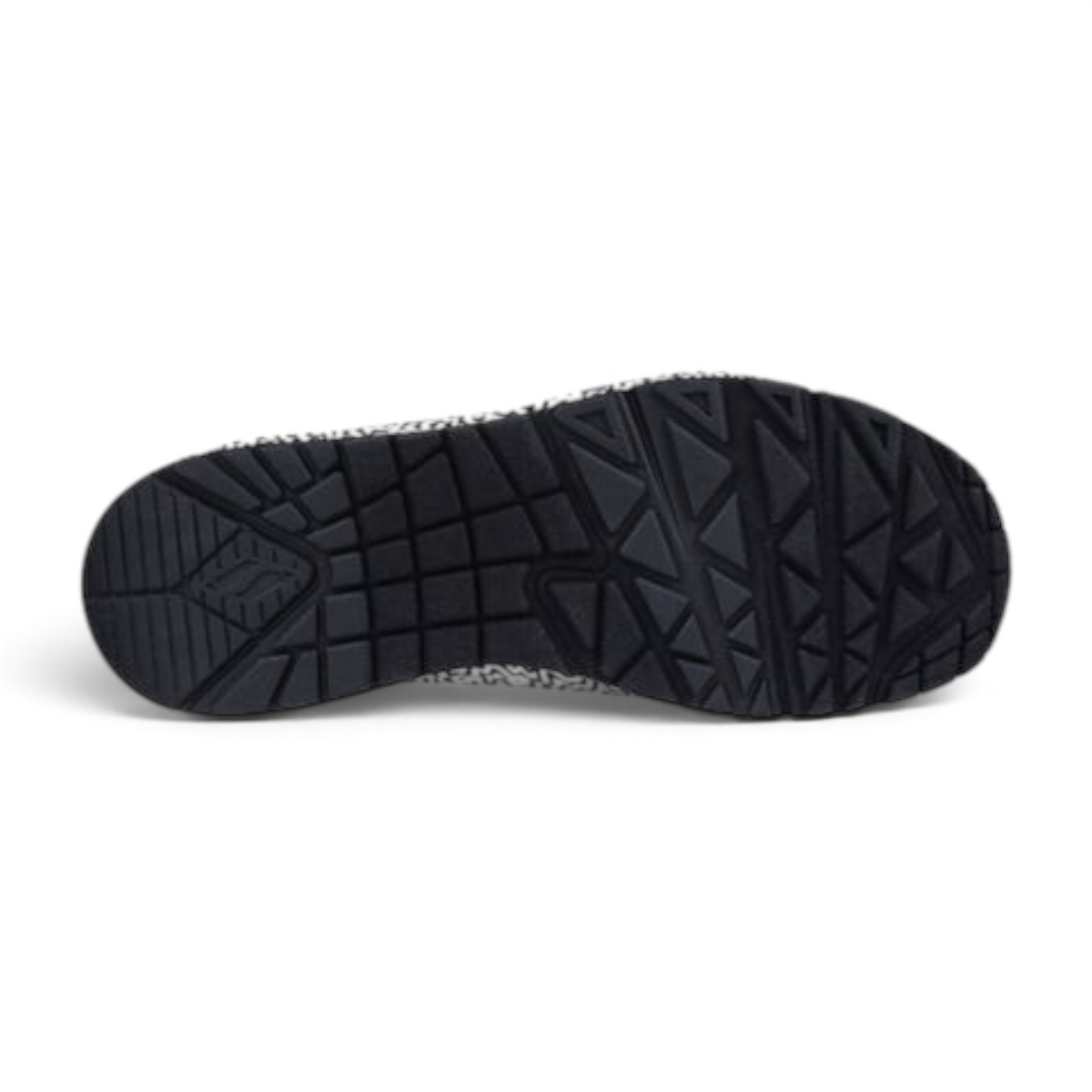 FRG UNO INFINITE DRIP sneaker featuring a black rubber outsole with a geometric tread pattern and white side detail