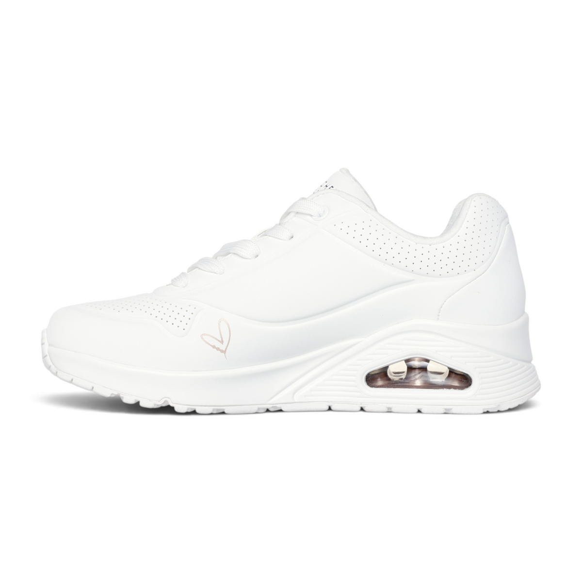 FRG UNO GOLDEN HEART white sneaker with perforated leather upper and a subtle gold heart detail on the side