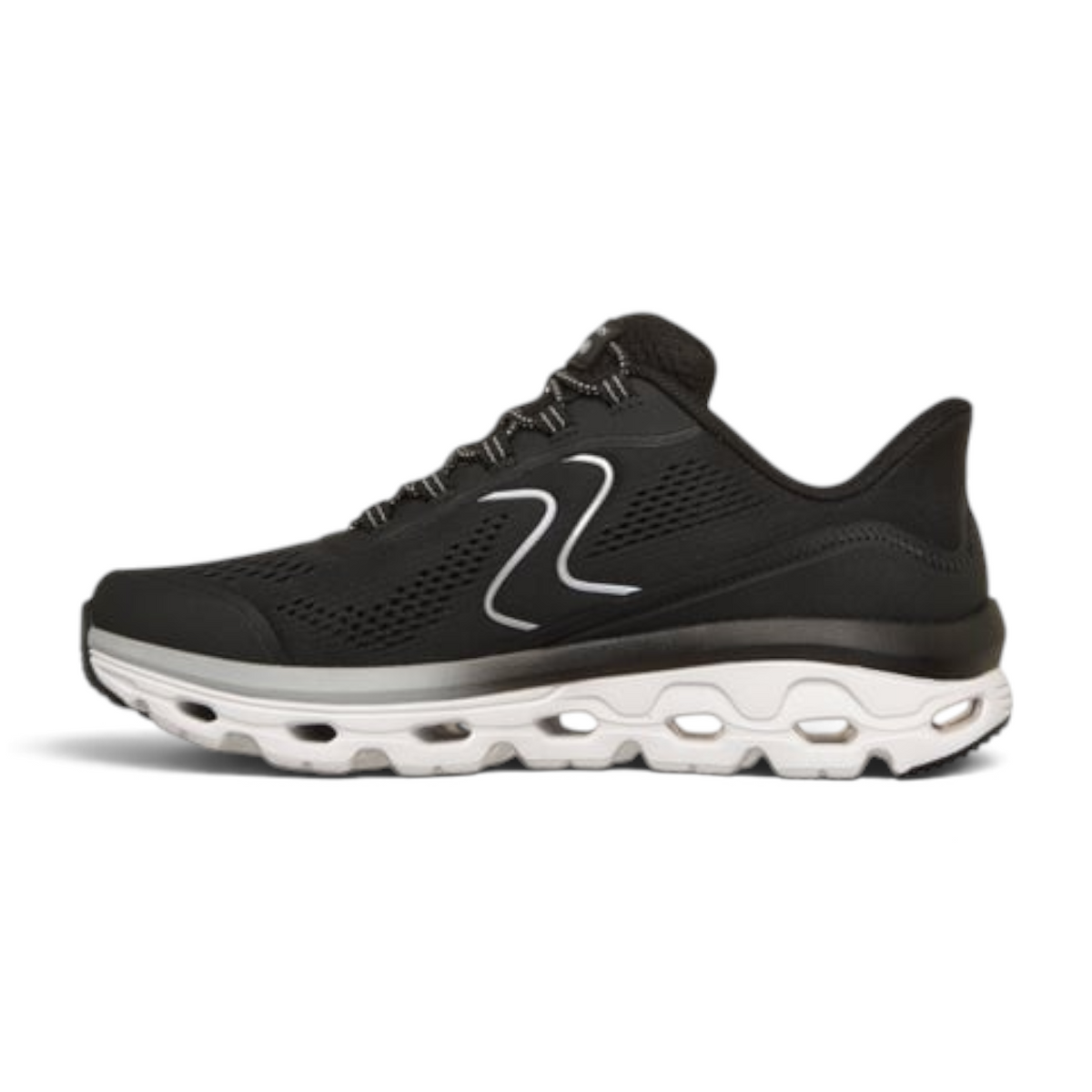 FRG GLIDE-STEP SOLE black athletic sneaker with breathable mesh upper and white cushioned performance midsole