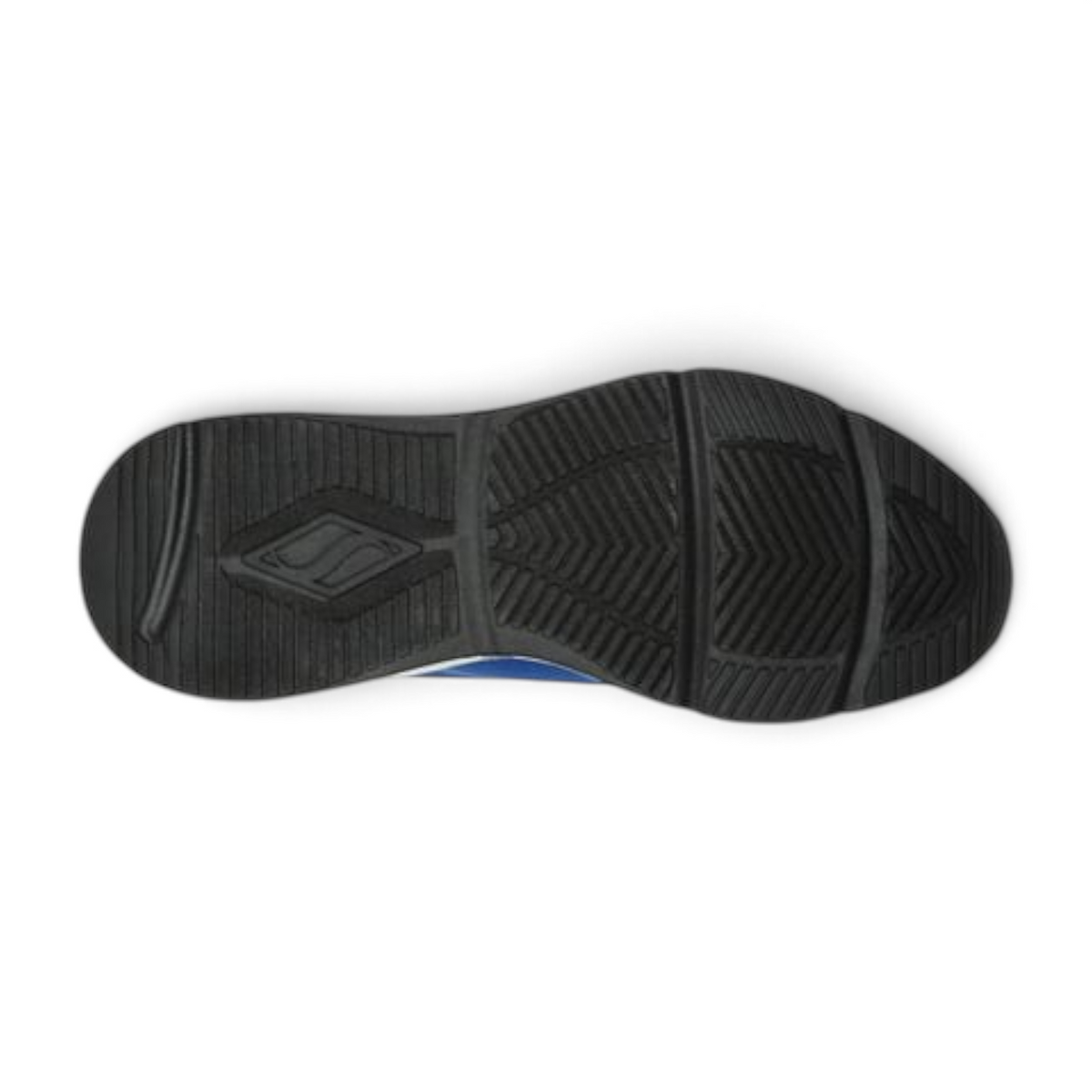 FRG TRES-AIR UNO sneaker showing the black textured rubber outsole with a blue accent on the side