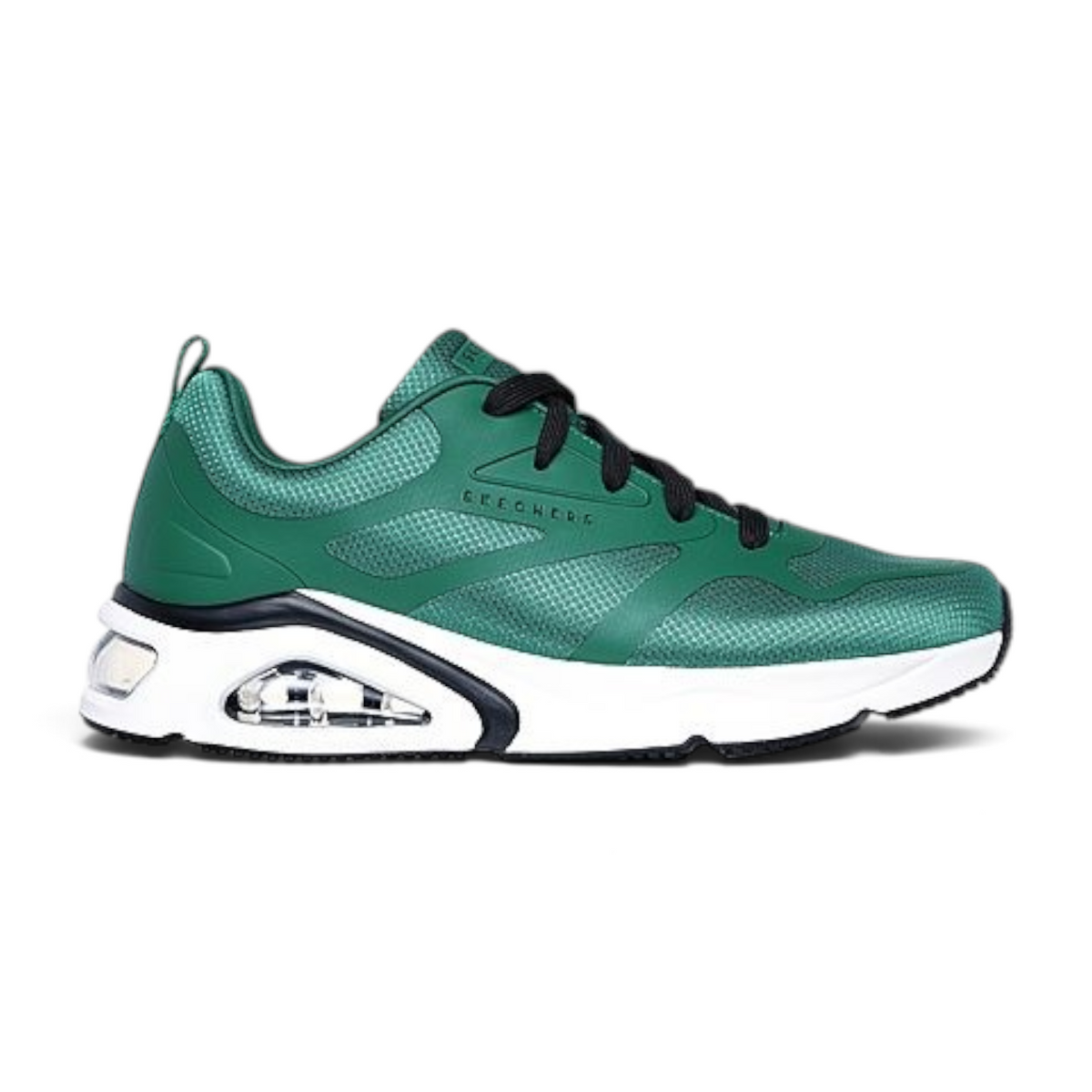 FRG Skechers Tres-Air Uno green sneakers with visible air-cushioned midsole and memory foam insole
