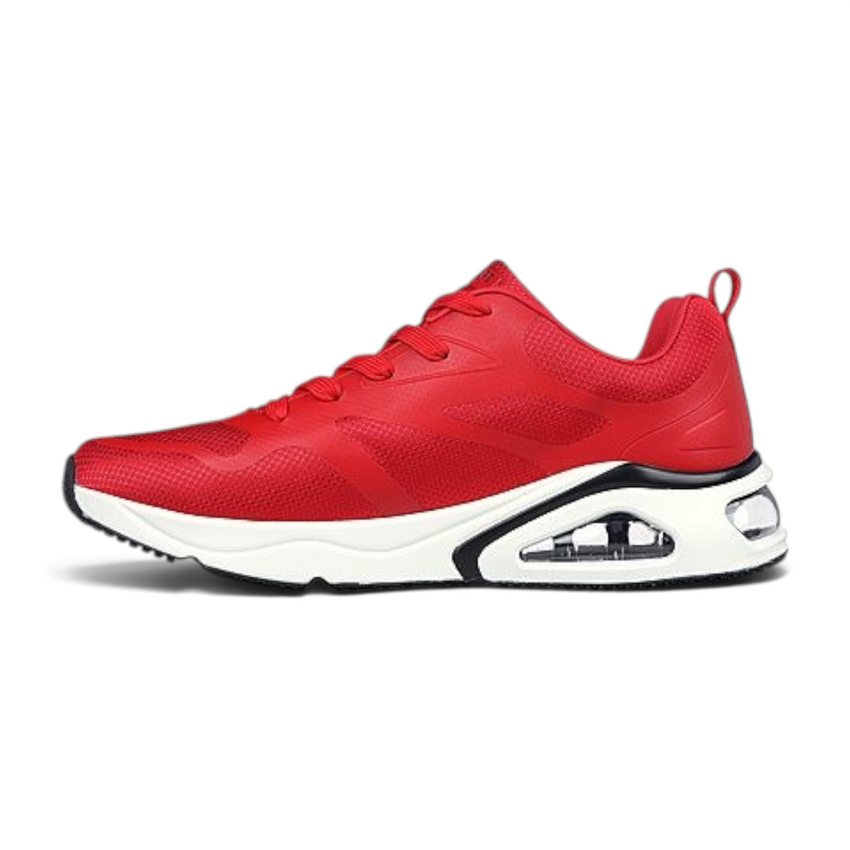 FRG TRES-AIR UNO red athletic sneaker with visible Skech-Air airbag midsole and memory foam insole
