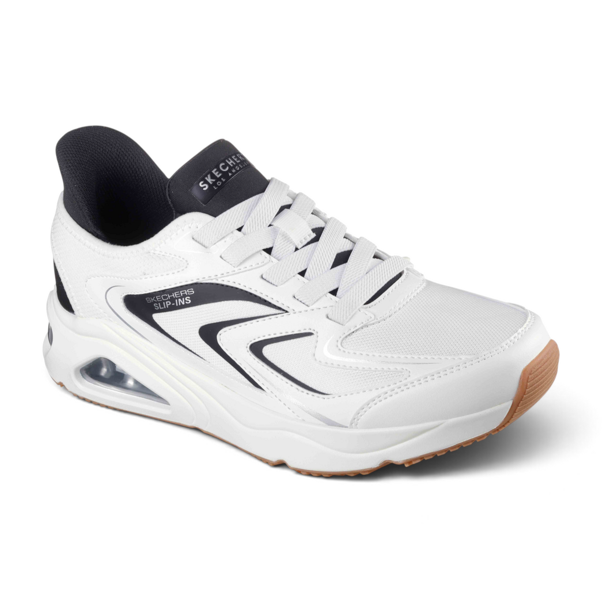 FRG TRES-AIR UNO VISION-AIRY SL white slip-in sneaker with black accents and visible air-cushioned heel
