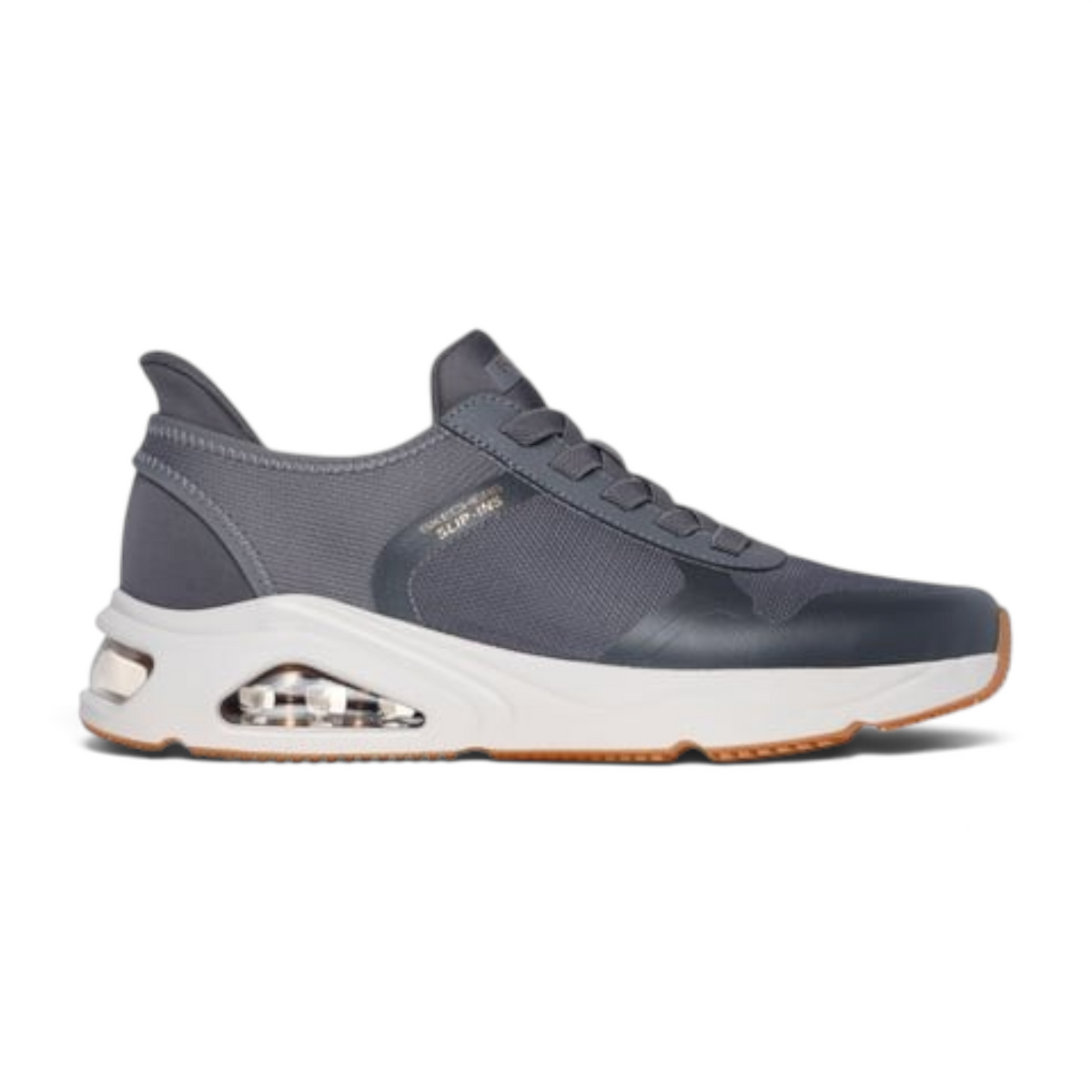 FRG TRES-AIR UNO NECESSAIRY grey slip-on sneaker with a chunky white midsole and visible air cushioning unit