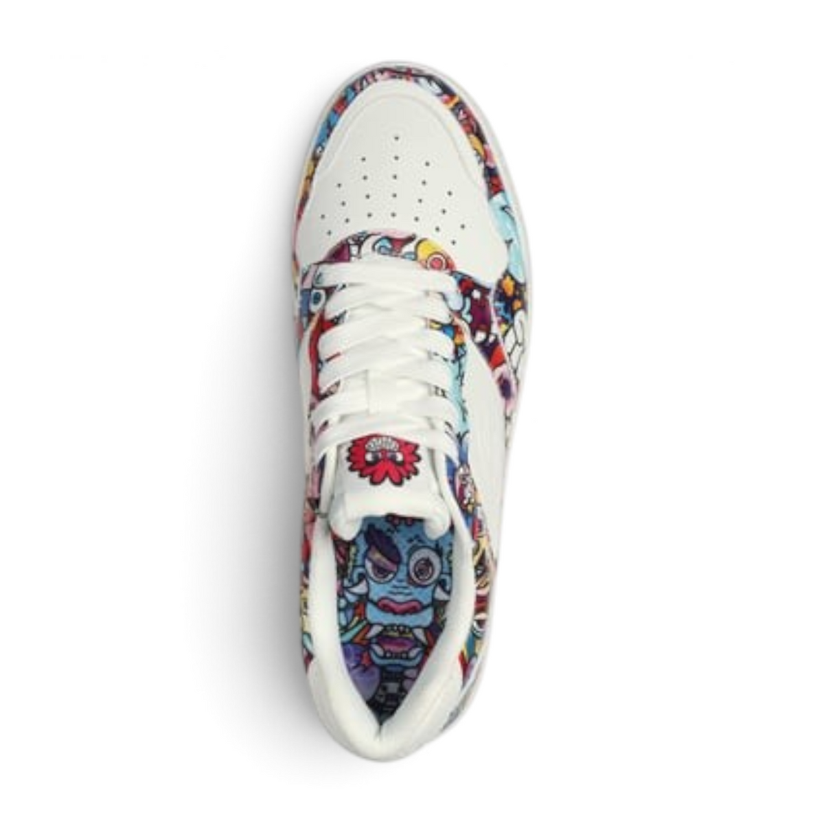 FRG VEXX Koopa Volley doodle sneakers in white with vibrant multi-colored character art on the trim and insole