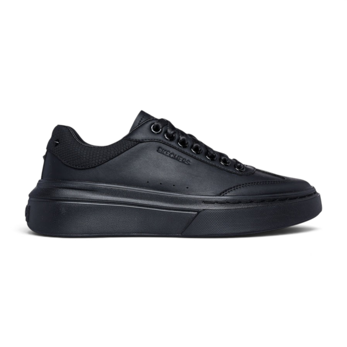 FRG Skechers Cordova Classic black court-style sneaker with duraleather upper and studded heel detail