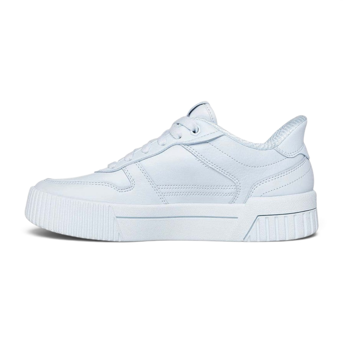 FRG Skechers Jade Soft Hues light blue court-style slip-in sneakers with duraleather upper and memory foam comfort