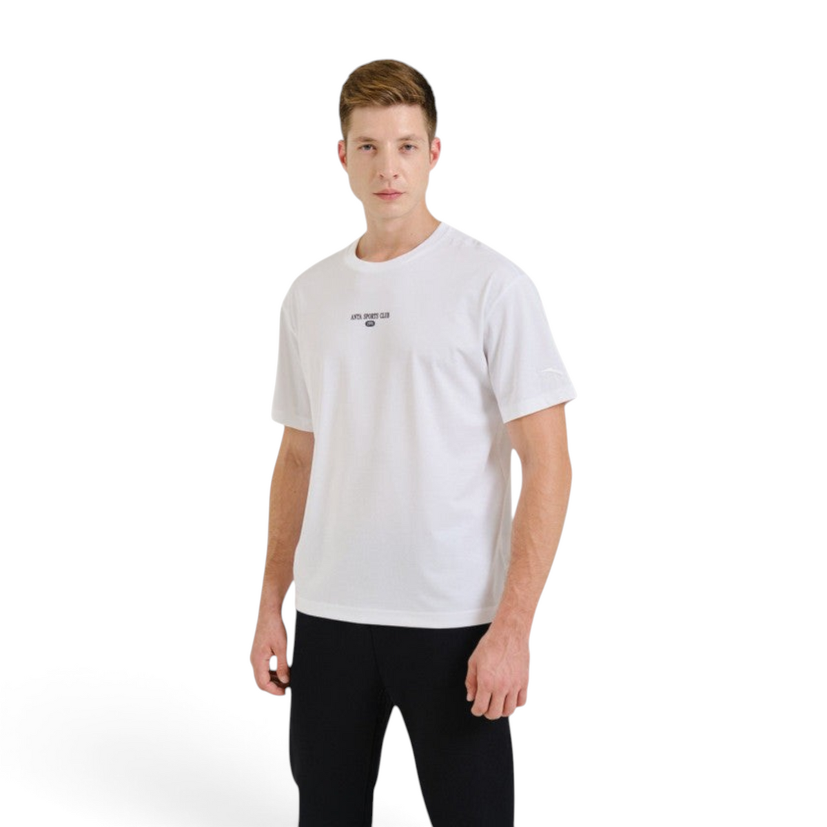 FRG ANTA Lifestyle white short sleeve t-shirt with A-CHILL TOUCH technology worn by a male model