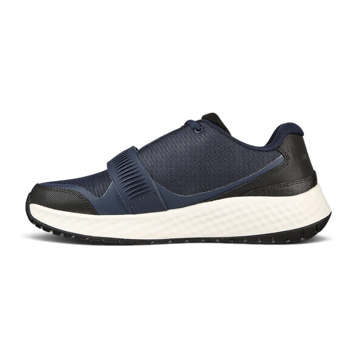 FRG Arch Fit Multi Sport sneaker in navy blue with a thick white cushioned midsole and midfoot strap
