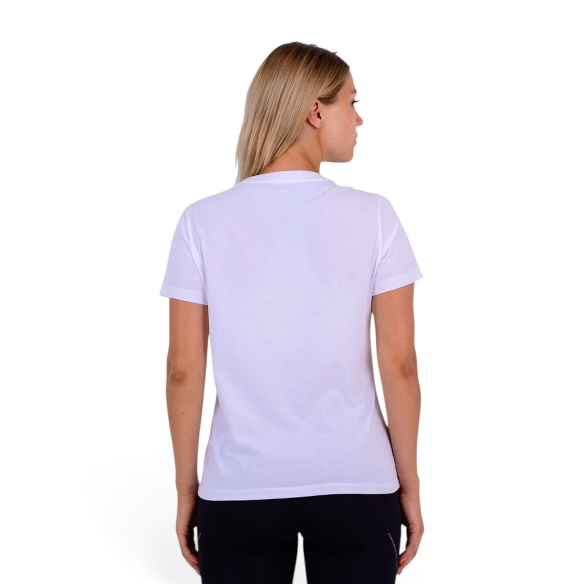 FRG Anta women's white regular fit cross-training cotton blend t-shirt, back view