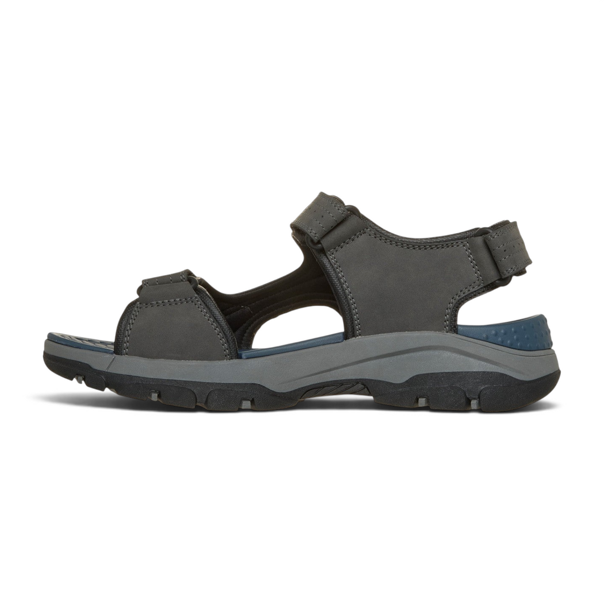 FRG Skechers Tresmen Garo charcoal open-toe sandal with adjustable ankle strap and cushioned support