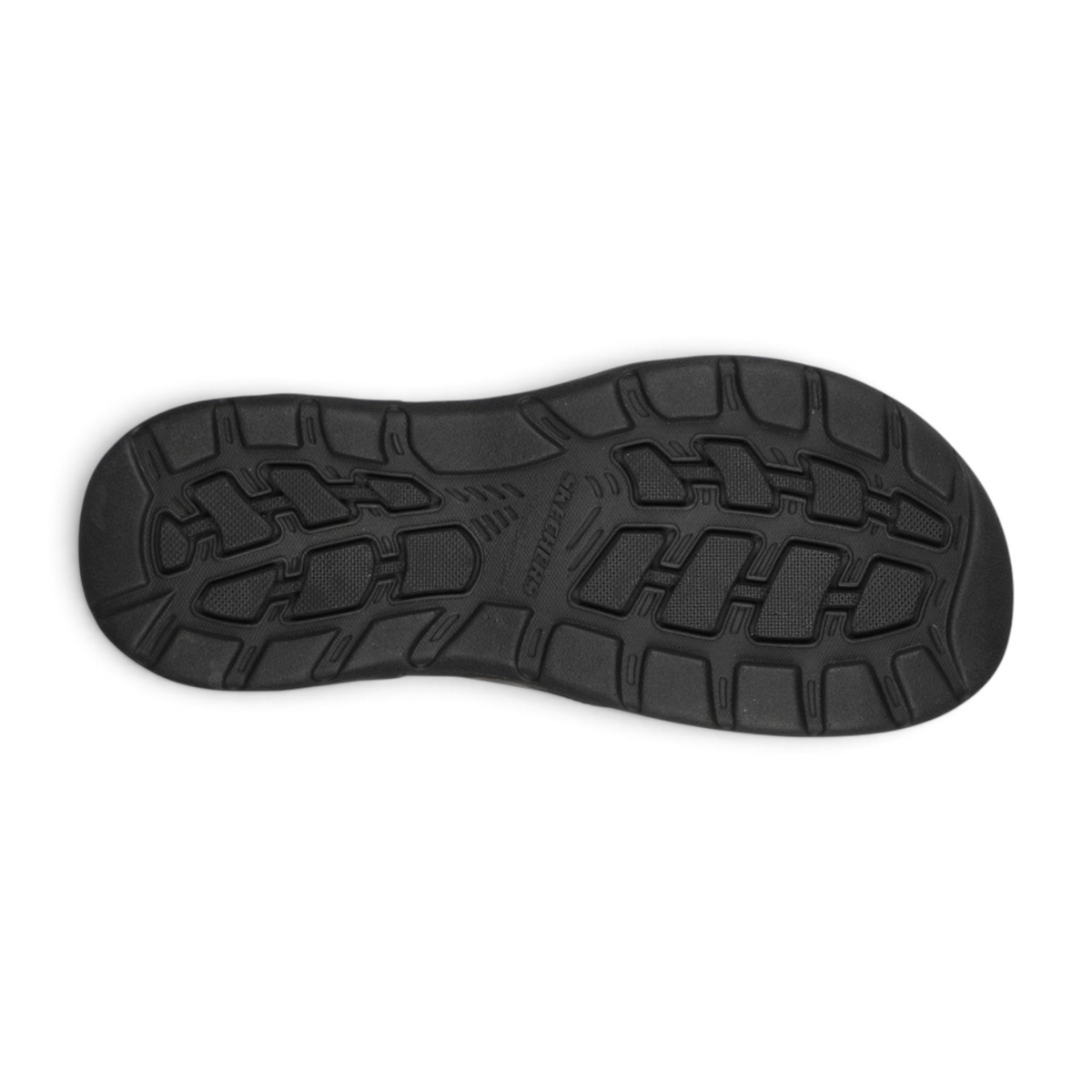 FRG Skechers Arch Fit Motley SD Malico black sandal outsole with textured tread pattern for traction