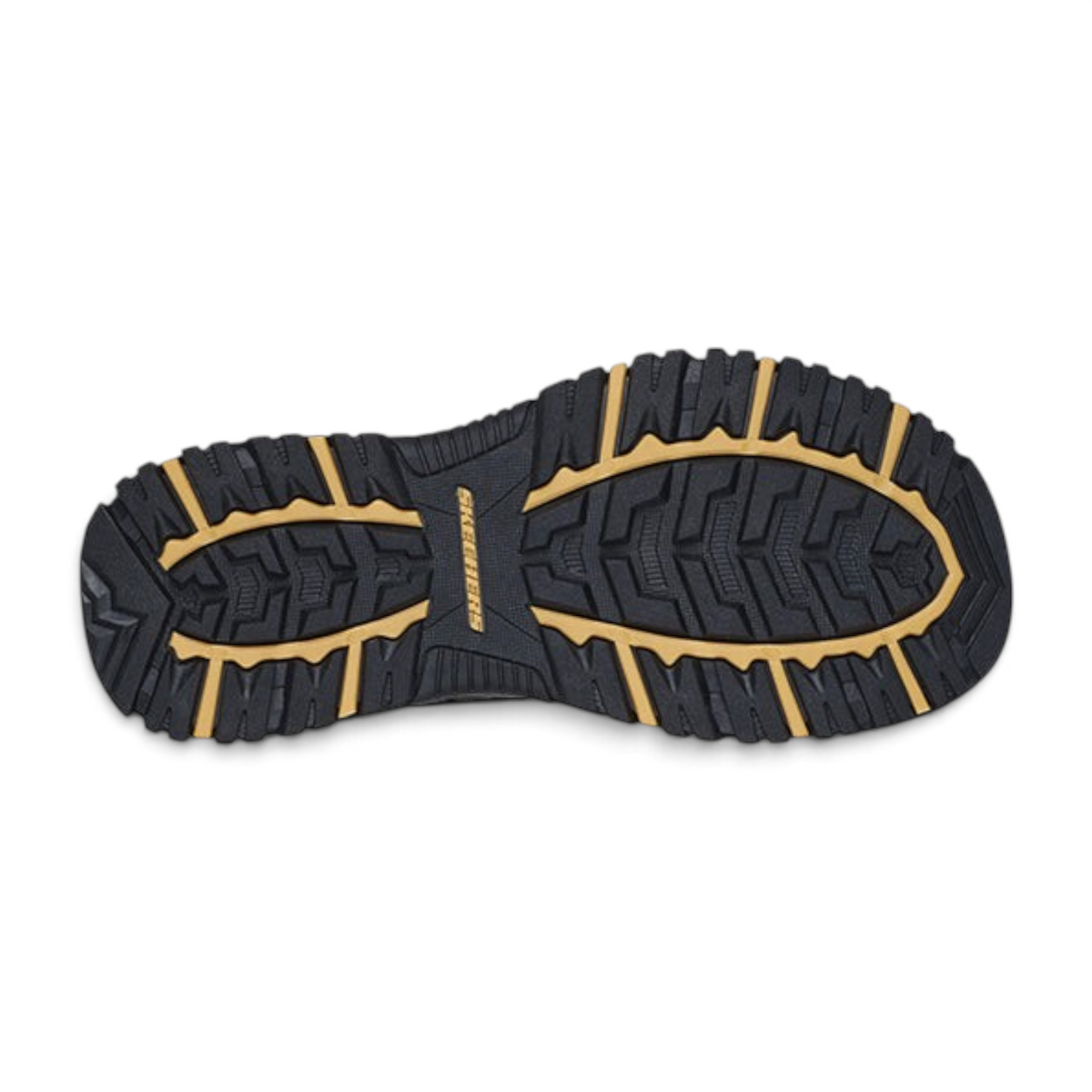 FRG Skechers Prewitt Seabeck sandal black and tan TPR rubber outsole with rugged tread pattern