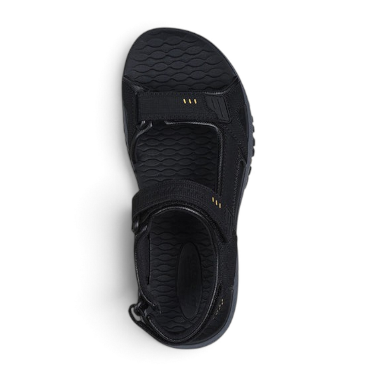 FRG Skechers Prewitt Seabeck black synthetic leather sandal with adjustable straps and cushioned Lux Foam insole